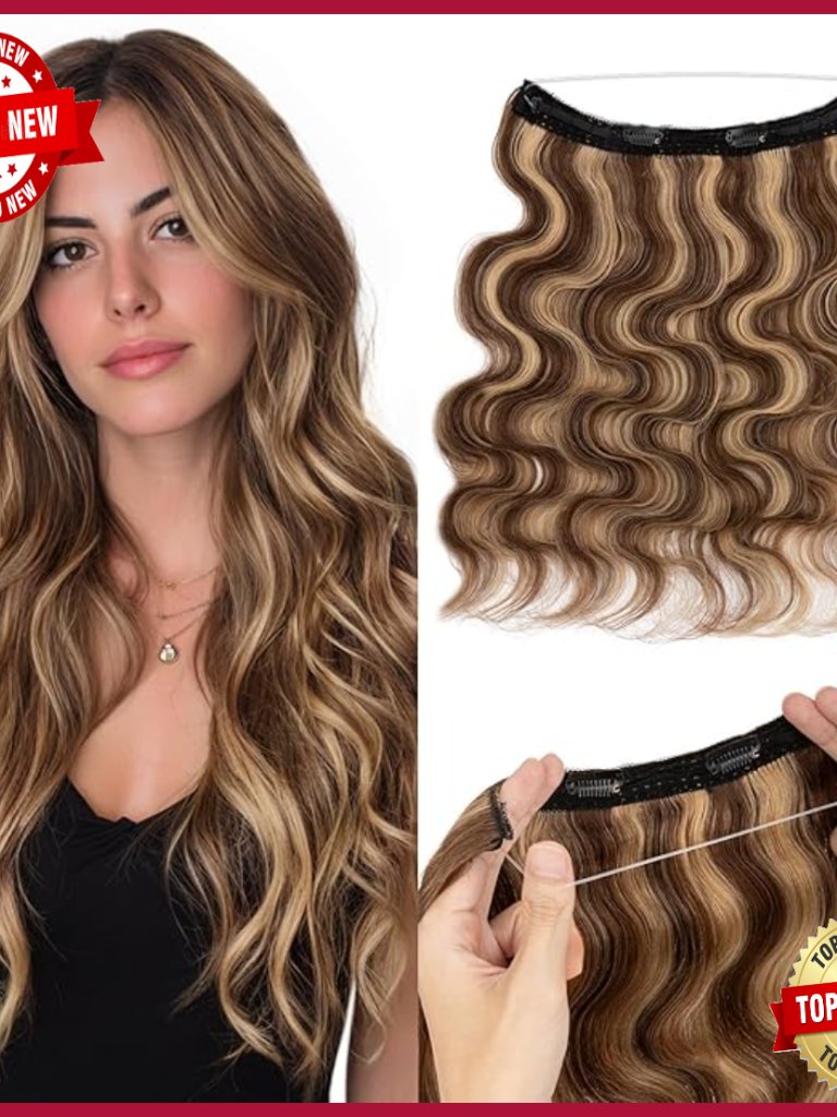 18 Inch Human Hair Halo Extensions With Adjustable Wire